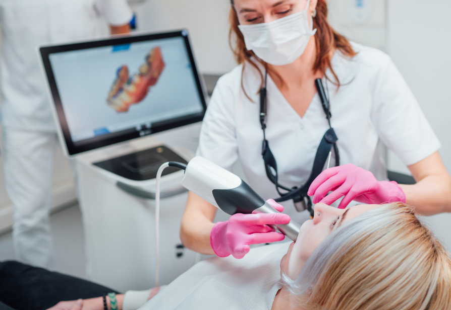 Dental patient receiving scan
